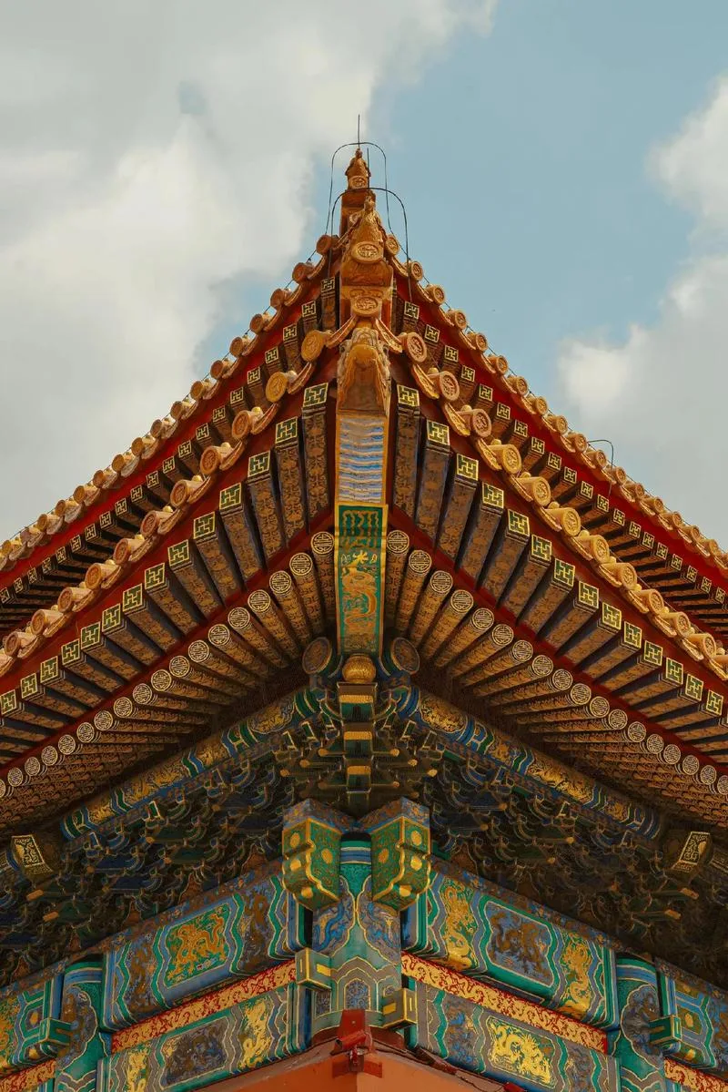 Colorful traditional palace roof detail in Beijing
